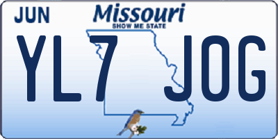 MO license plate YL7J0G