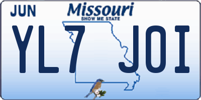 MO license plate YL7J0I
