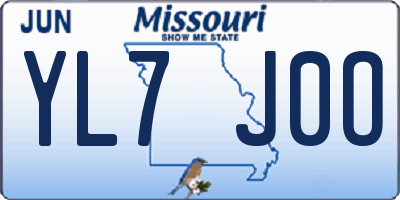 MO license plate YL7J0O