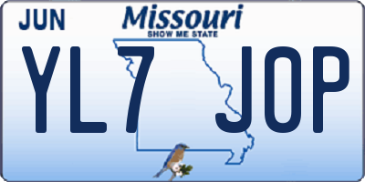 MO license plate YL7J0P