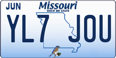 MO license plate YL7J0U