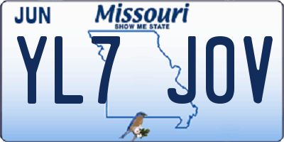 MO license plate YL7J0V