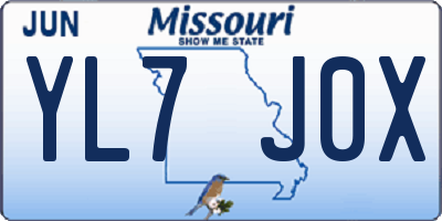 MO license plate YL7J0X