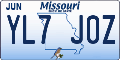 MO license plate YL7J0Z