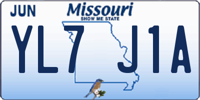 MO license plate YL7J1A