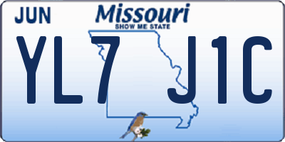 MO license plate YL7J1C