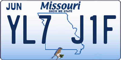 MO license plate YL7J1F