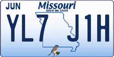 MO license plate YL7J1H