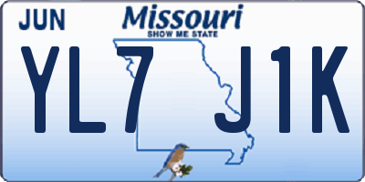 MO license plate YL7J1K