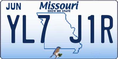 MO license plate YL7J1R