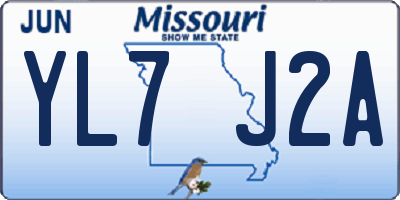 MO license plate YL7J2A