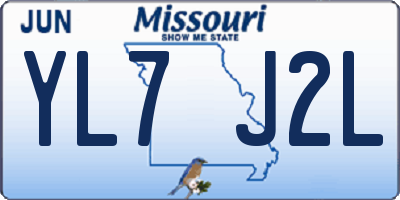 MO license plate YL7J2L