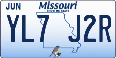 MO license plate YL7J2R