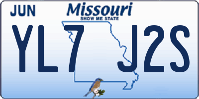 MO license plate YL7J2S