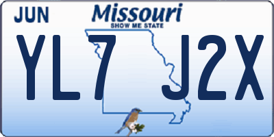 MO license plate YL7J2X