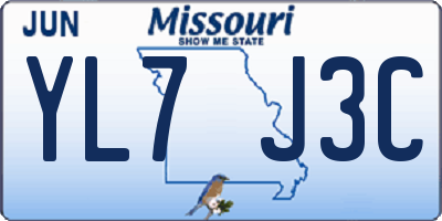 MO license plate YL7J3C