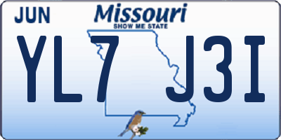 MO license plate YL7J3I