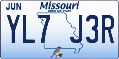 MO license plate YL7J3R