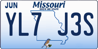 MO license plate YL7J3S