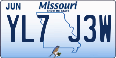 MO license plate YL7J3W