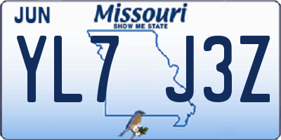 MO license plate YL7J3Z