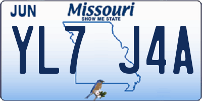 MO license plate YL7J4A