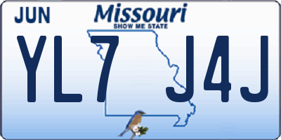 MO license plate YL7J4J