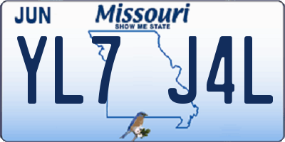 MO license plate YL7J4L
