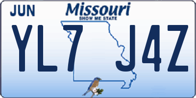 MO license plate YL7J4Z