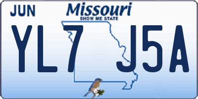 MO license plate YL7J5A