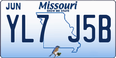 MO license plate YL7J5B