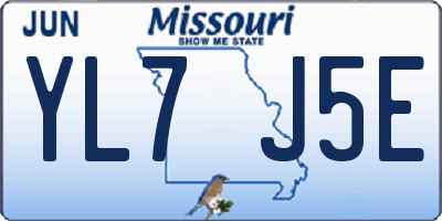 MO license plate YL7J5E