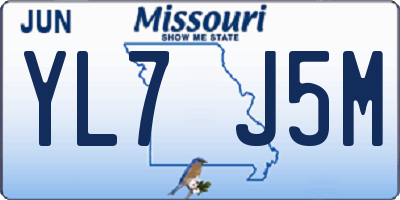 MO license plate YL7J5M