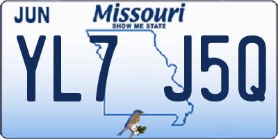 MO license plate YL7J5Q