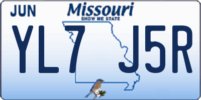 MO license plate YL7J5R