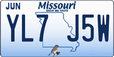 MO license plate YL7J5W