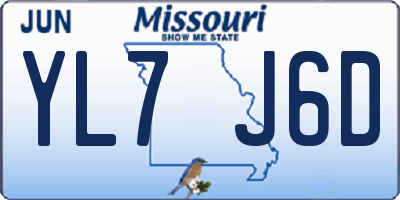 MO license plate YL7J6D