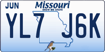 MO license plate YL7J6K