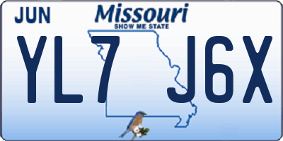 MO license plate YL7J6X