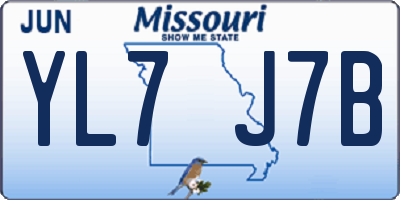 MO license plate YL7J7B
