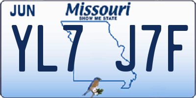 MO license plate YL7J7F