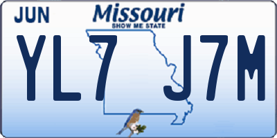 MO license plate YL7J7M