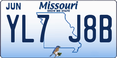 MO license plate YL7J8B