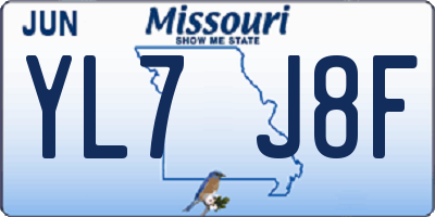 MO license plate YL7J8F