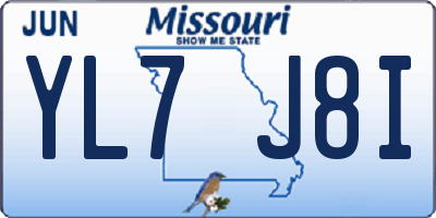 MO license plate YL7J8I