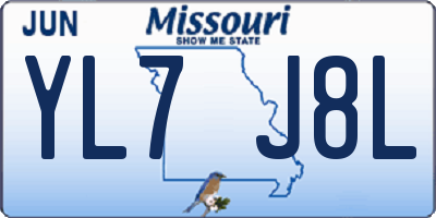MO license plate YL7J8L