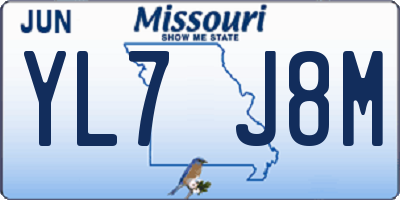 MO license plate YL7J8M