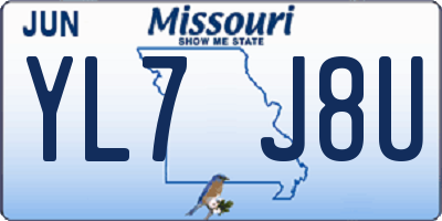 MO license plate YL7J8U