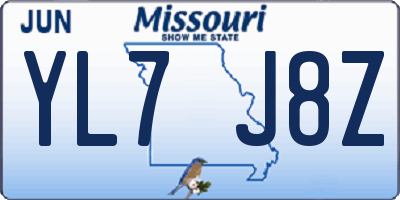 MO license plate YL7J8Z