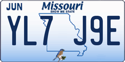 MO license plate YL7J9E